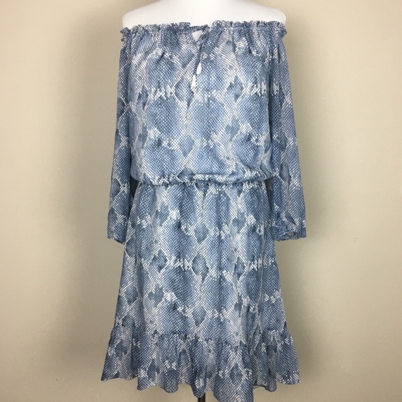 WHBM Blue Snakeskin Print High Lo  Dress M SOLD - Picture 5 of 7